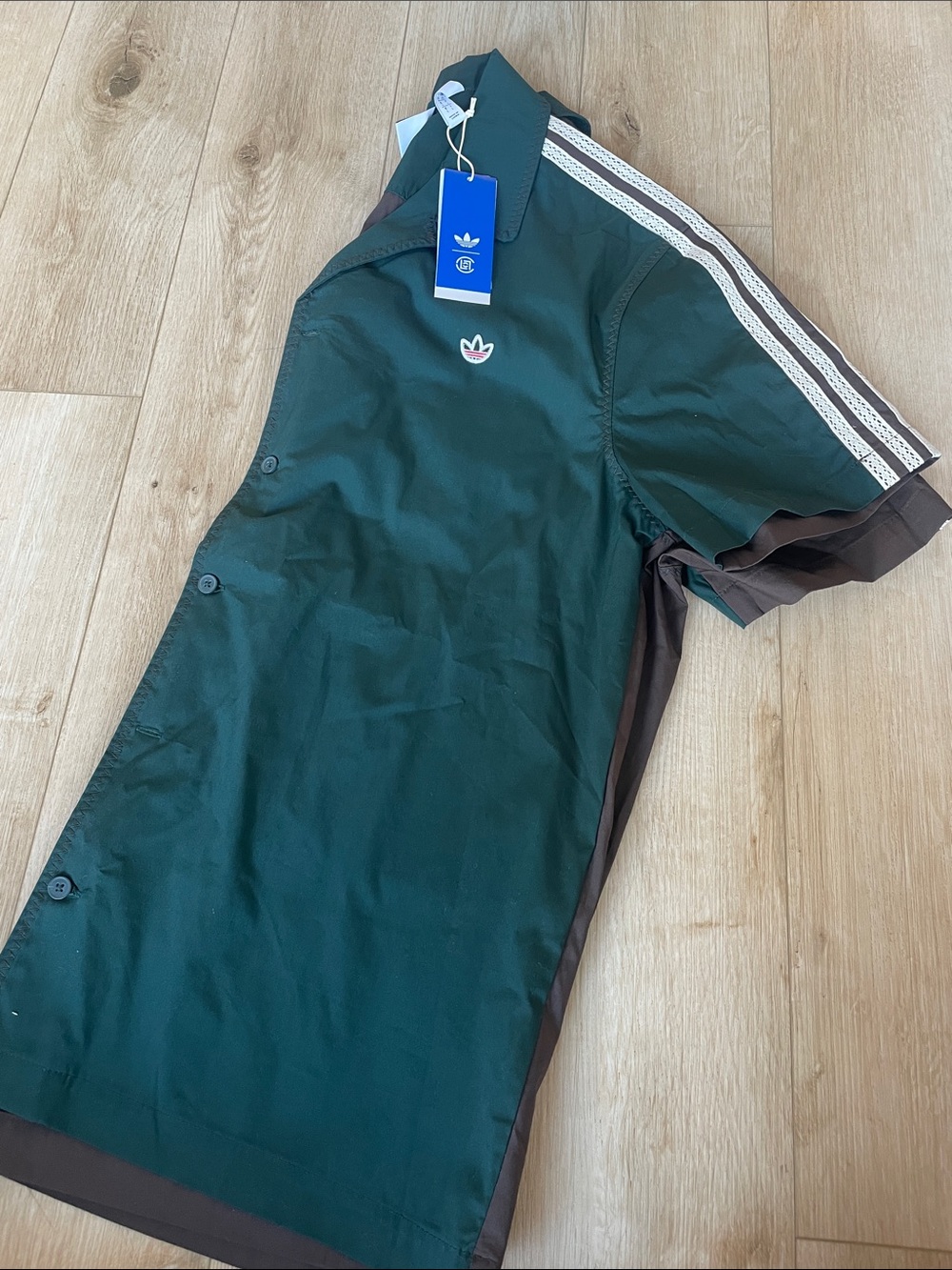 adidas x Clot by Edison Chen Forest Green Short-Sleeve Button-Front Shirt